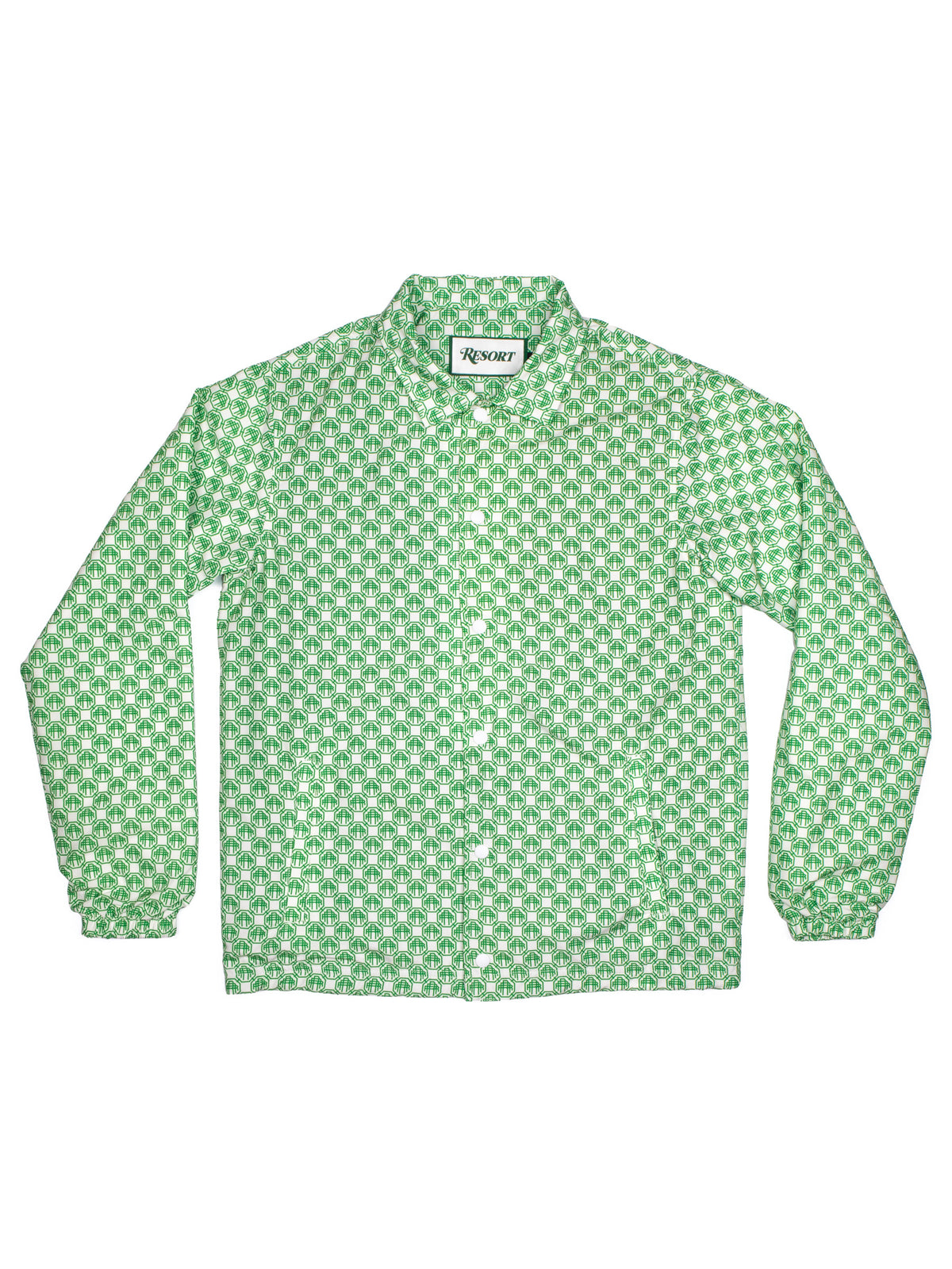 Resort Tech Monogram Coach Jacket – White / Green