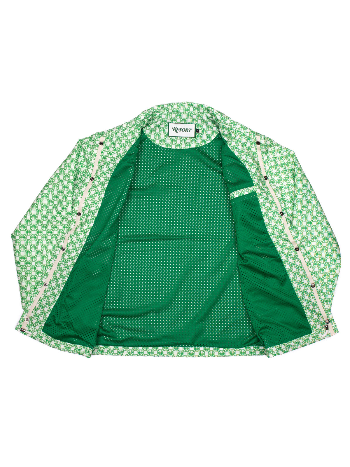 Resort Tech Monogram Coach Jacket – White / Green