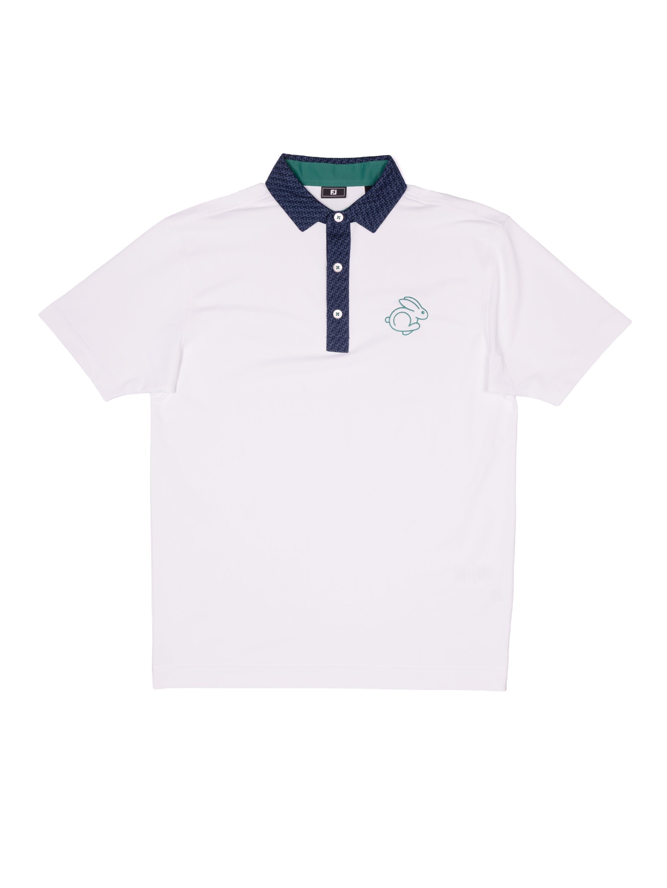 FOOTJOY STAR GEO TRIM PIQUE POLO – 39286 WHITE/ NAVY