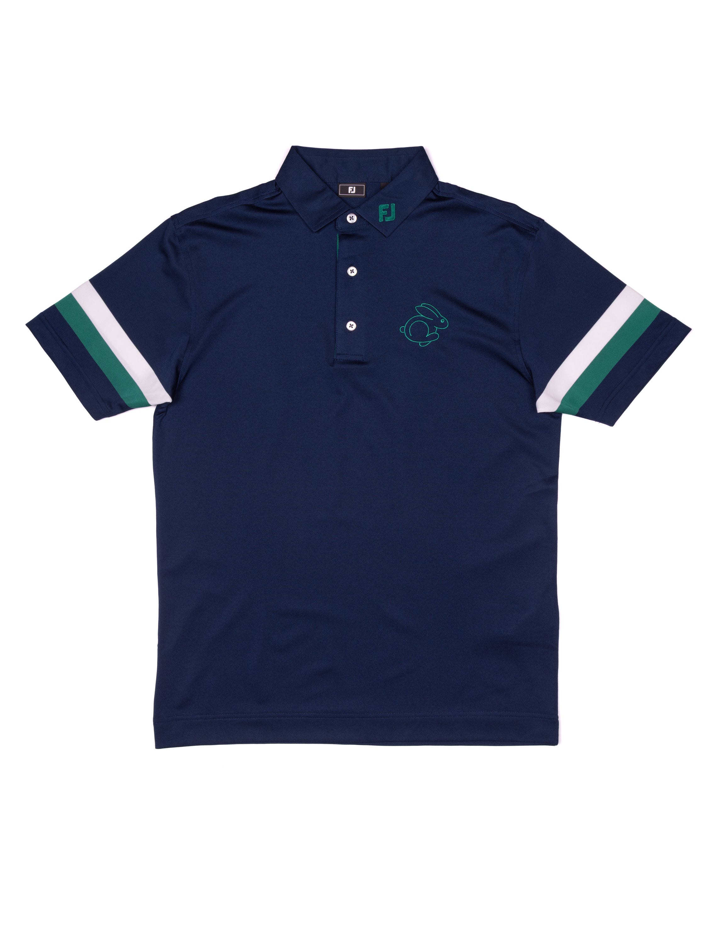 FOOTJOY SLEEVE STRIPE PIQUE POLO - 39282 NVY/F.GRN/WHT