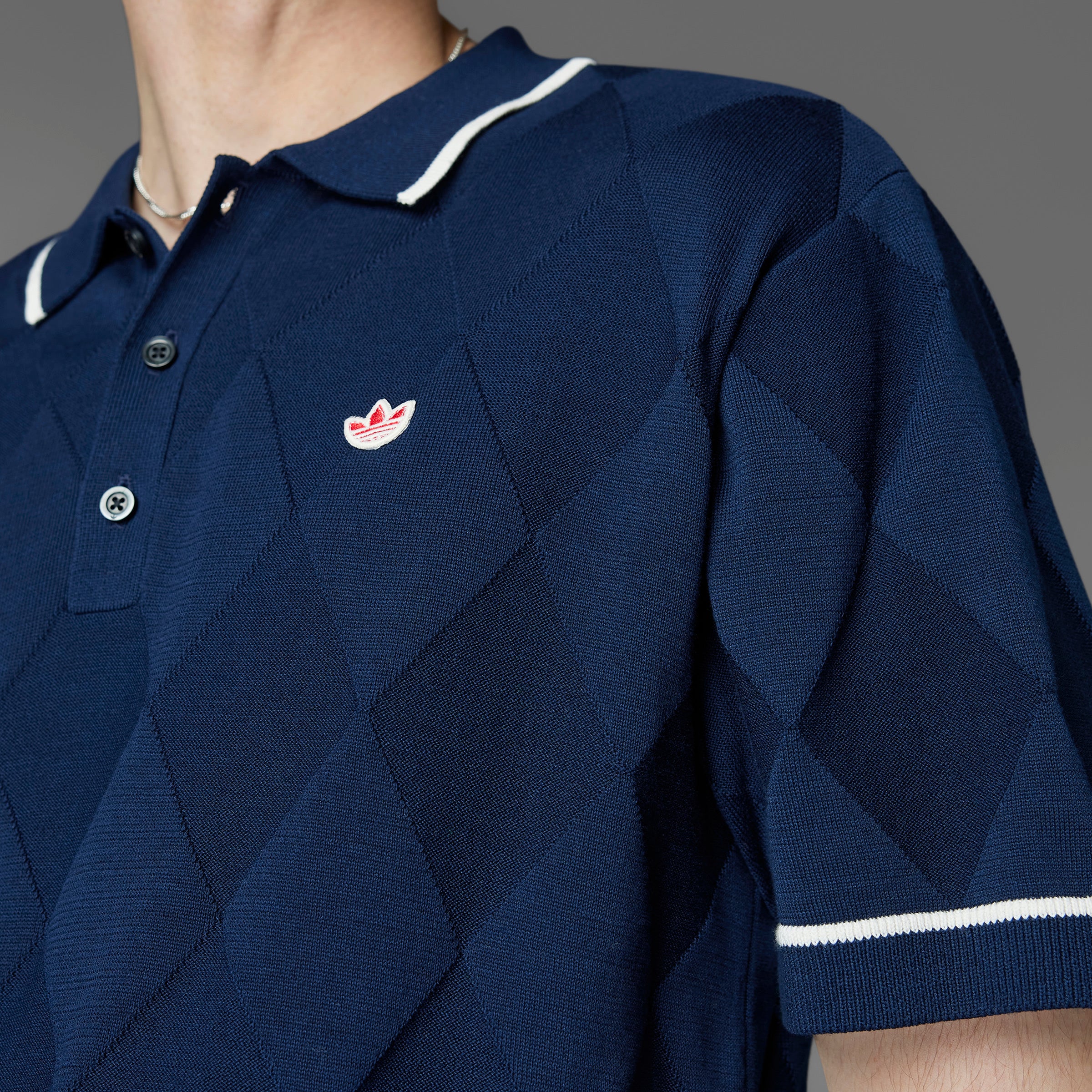 adidas Golf Originals - Argyle Knit Polo - Night Indigo