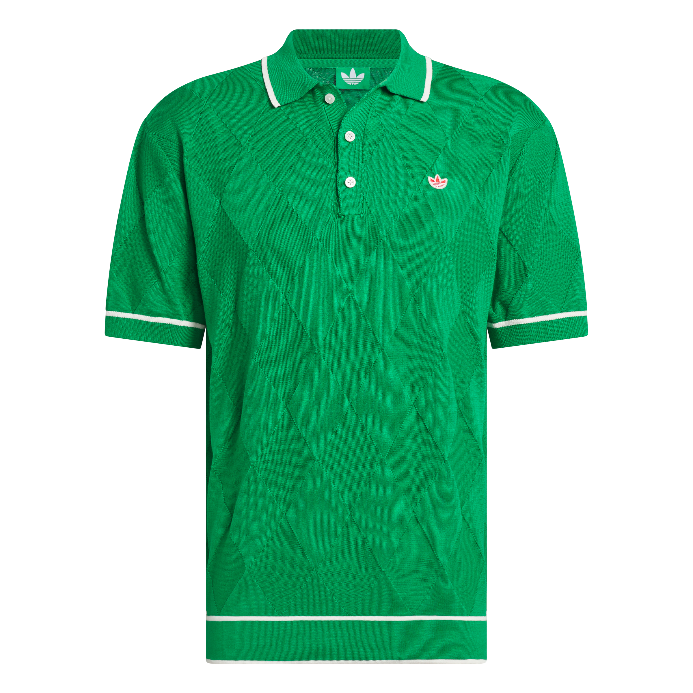 adidas Golf Originals - Argyle Knit Polo - Collegiate Green