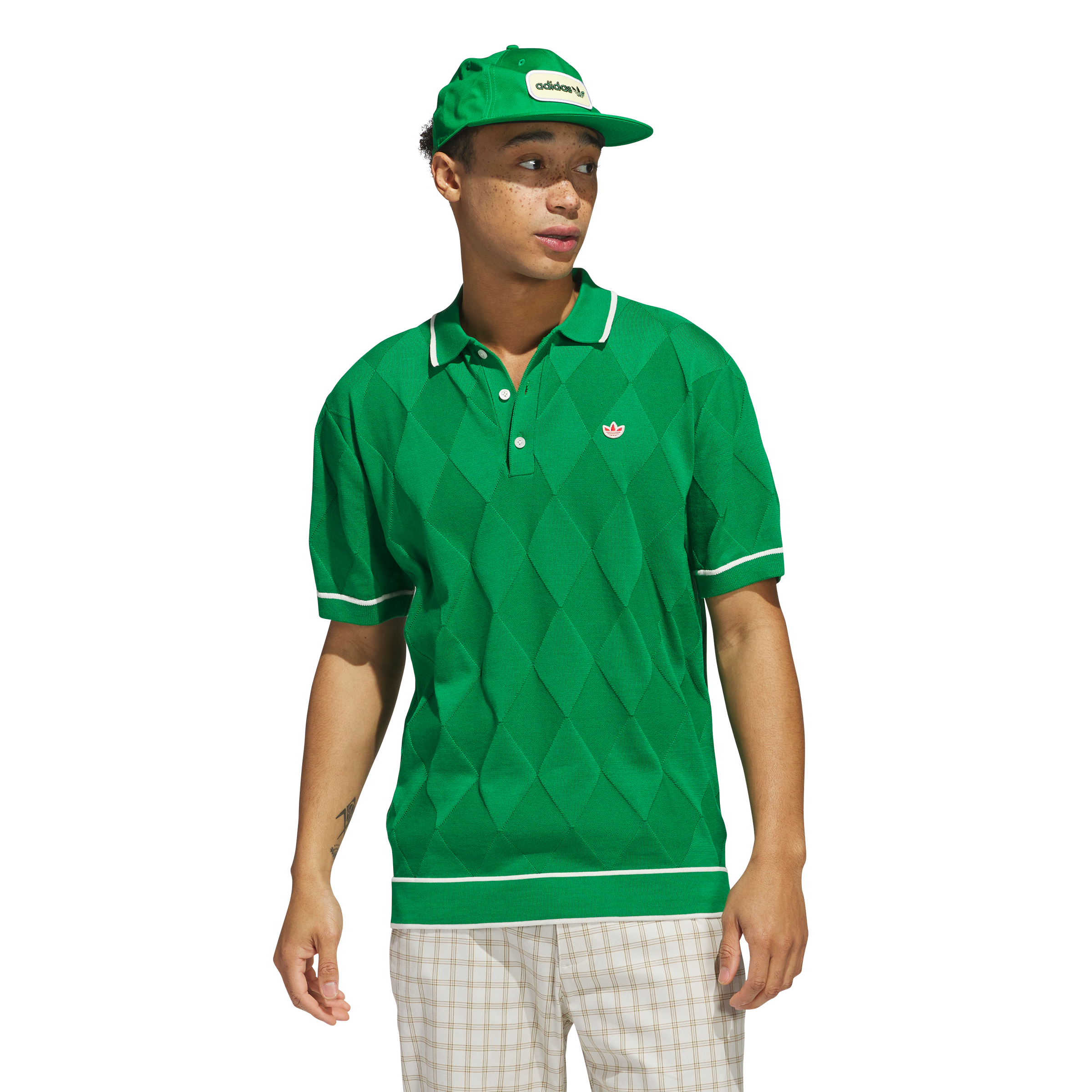 adidas Golf Originals - Argyle Knit Polo - Collegiate Green