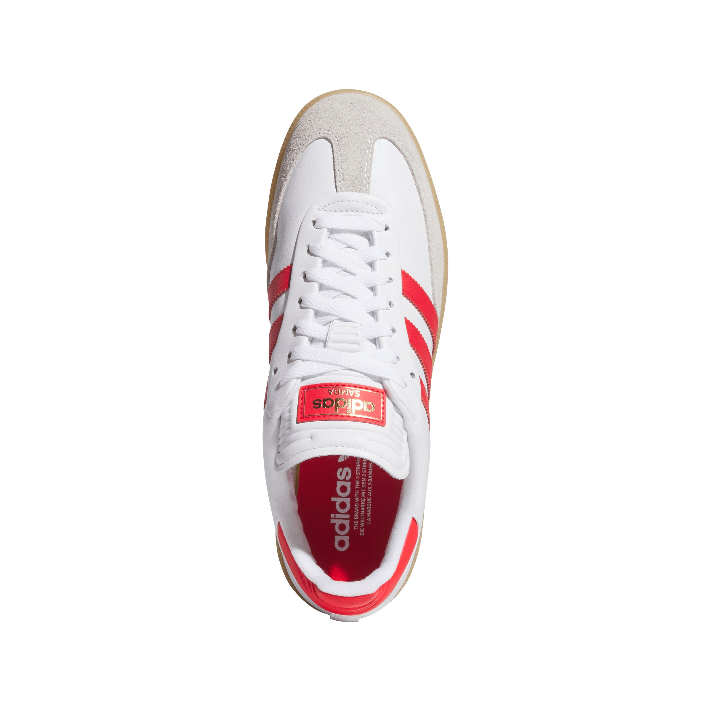 ADIDAS SAMBA GOLF- WHITE/ RUBY RED & GUM3 SOLE