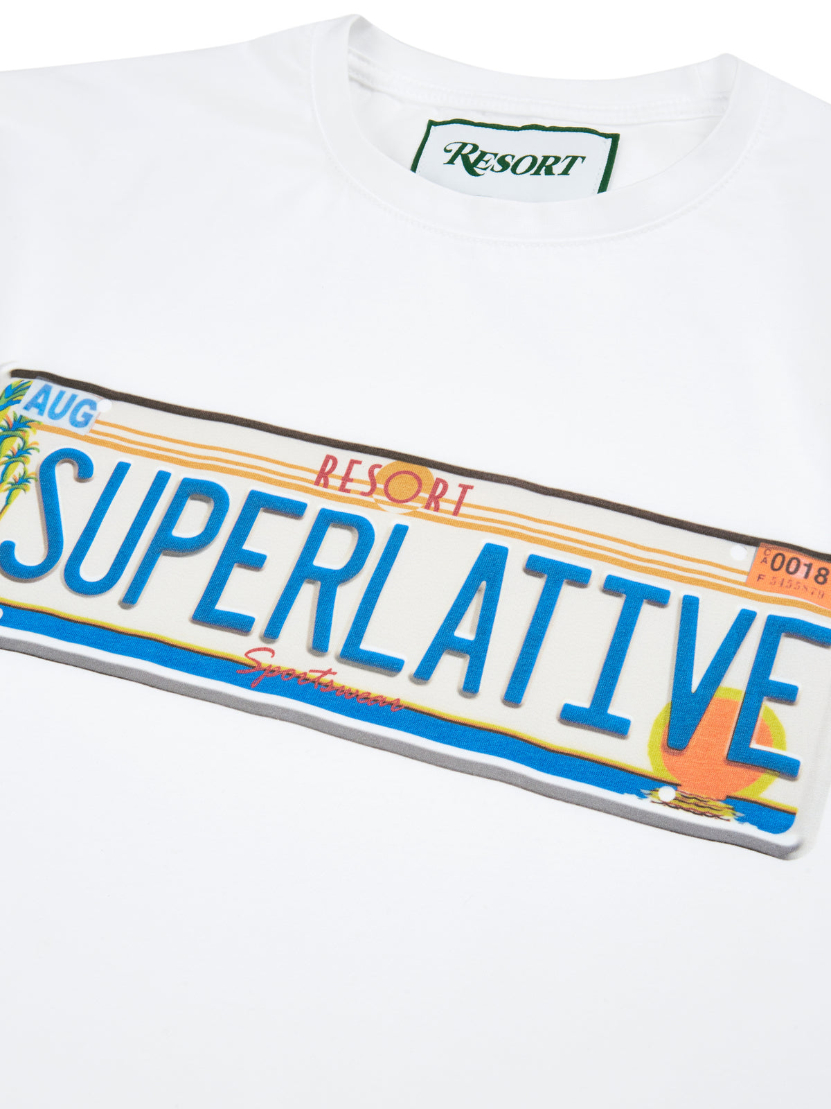 Resort Superlative License Plate T-Shirt – White