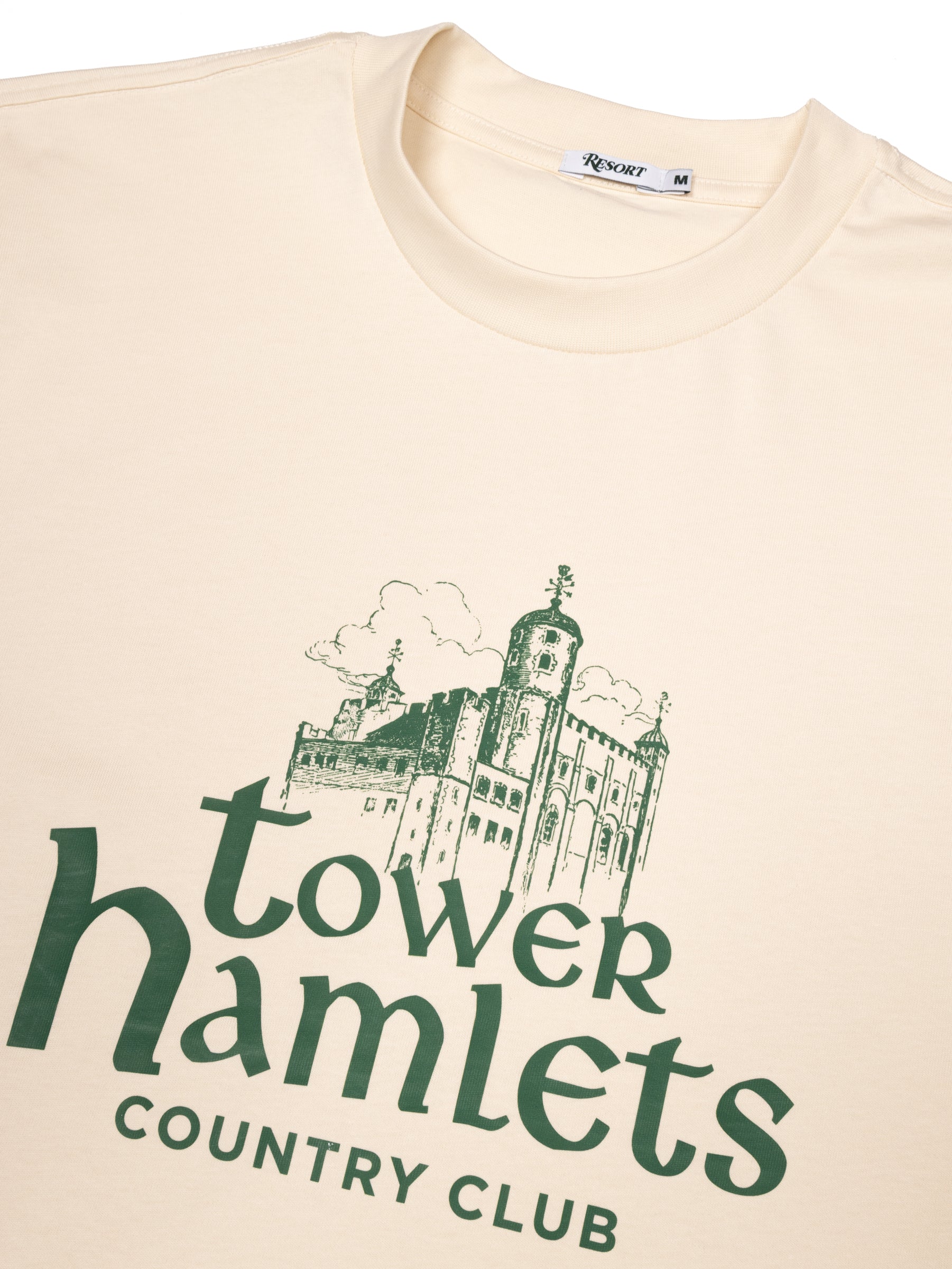 TOWER HAMLETS COUNTRY CLUB FORTRESS TEE HEAVY ECRU