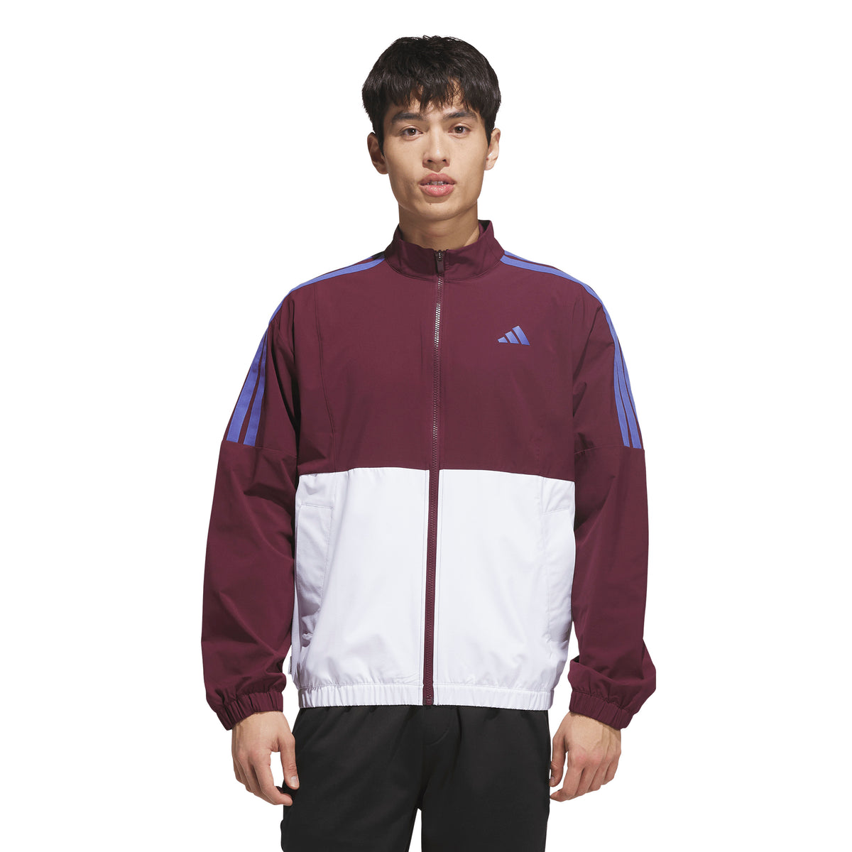 adidas Beyond The Course Full-Zip Windbreaker - White / Maroon