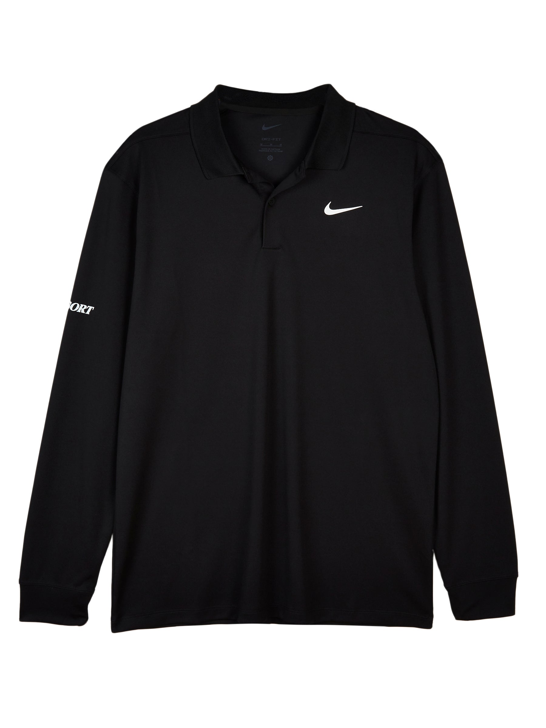 NIKE RESORT DRI FIT SOLID VICTORY LS POLO BLACK