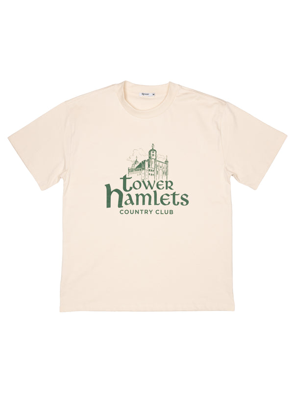 TOWER HAMLETS COUNTRY CLUB FORTRESS HEAVY TEE ECRU